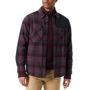 Bass Outdoor Shacket Men's Medium Red Brushed Twill Long Sleeve Utility MAC50